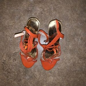 Orange Michael Khors wedges